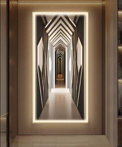 Gold Frame Modern 3D Painting With Warm Led Light
